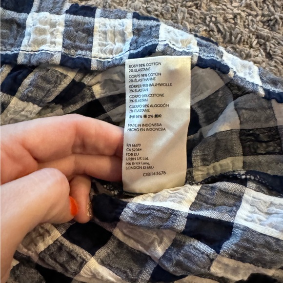 ANTHROPOLOGIE PILCRO Neve Gingham Tiered Top Blue/White size L - Picture 3 of 7